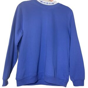 Blair Vintage Women's Blue Floral Collared Sweatshirt